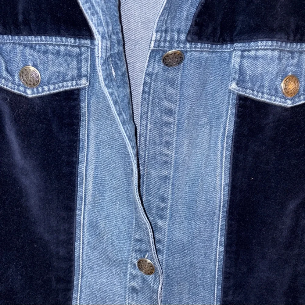 Women's Stonebridge Blue Denim & Velvet Vest 1X READ! - Picture 4 of 8